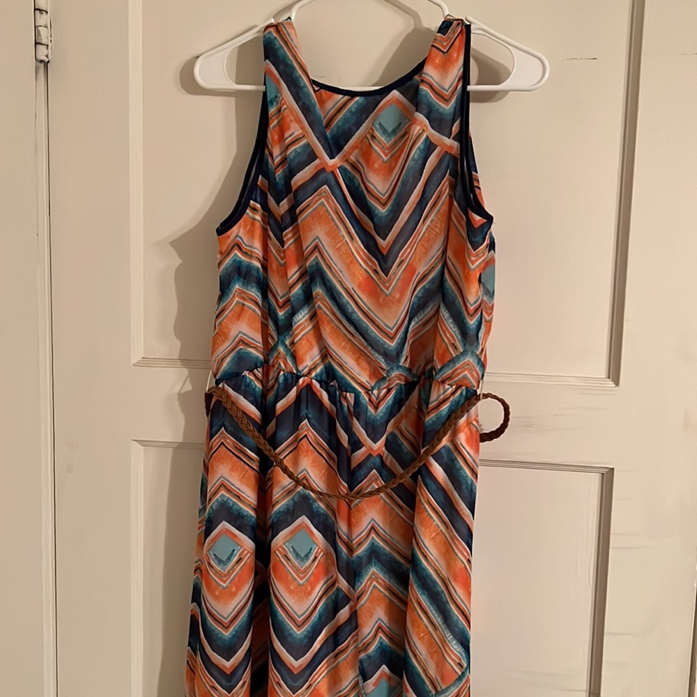 Multi Color/Pattern Dress With Slip And Belt - image 7